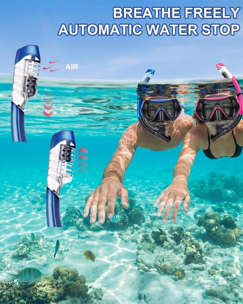 DIPUKI Snorkeling Gear for Adults, Dry Snorkel Mask Set, Scuba Diving Snorkle mask Set Adult, Panoramic Wide View Anti-Fog Dive mask, Swimming Diving Snorkeling Packages - Image 5